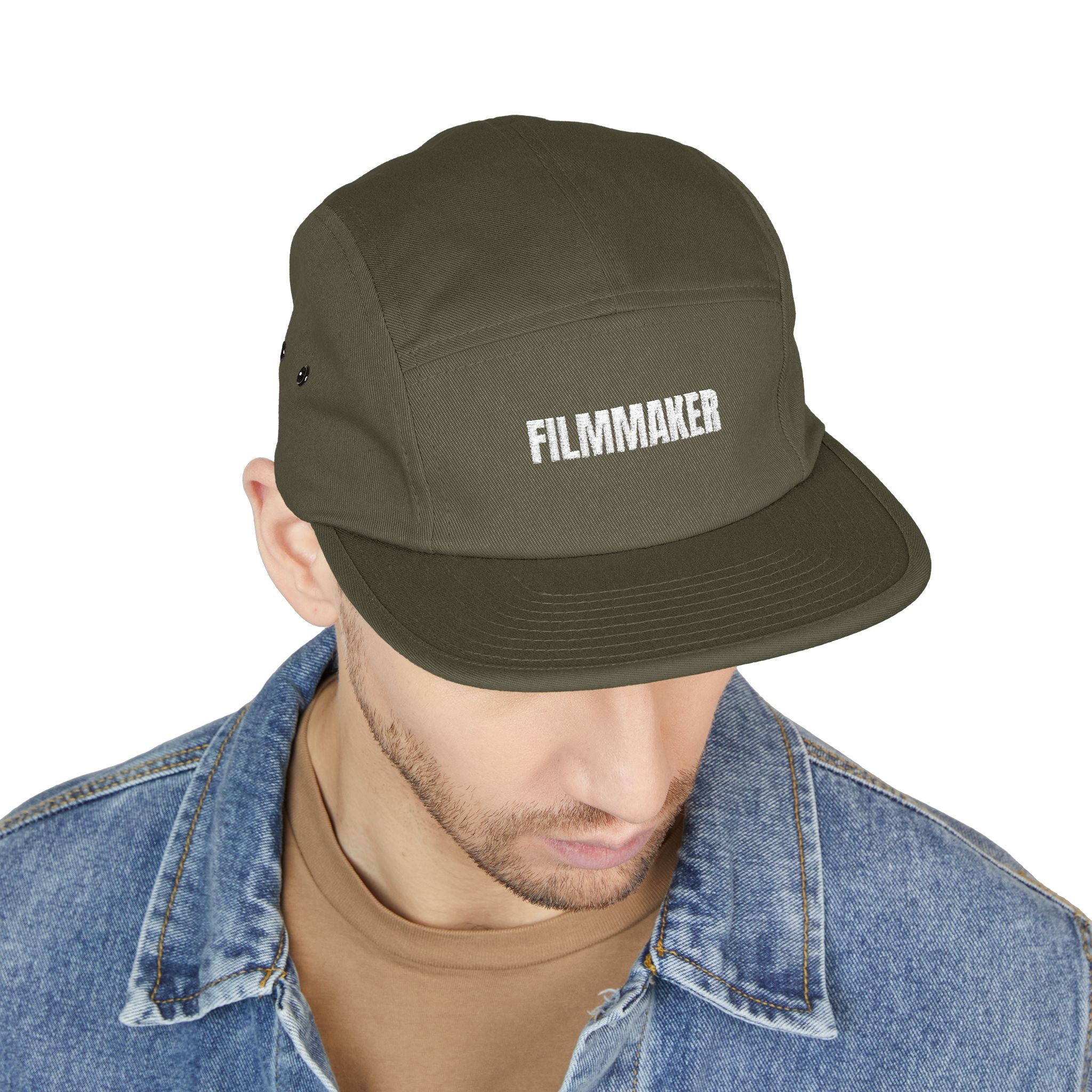 Filmmaker Embroidered 5-Panel Cap — Minimalist Crew Hat for Directors & Creators