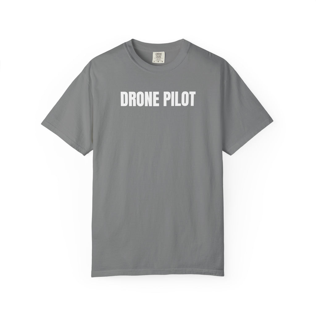 Drone Pilot T-Shirt — Graphic Drone Design Tee (Front 'DRONE PILOT', Back Drone Silhouette)