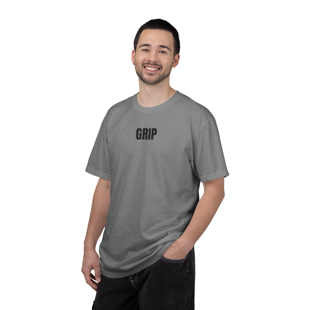 Grip Minimalist T-Shirt — Small Front Logo, Back Microbrand Text
