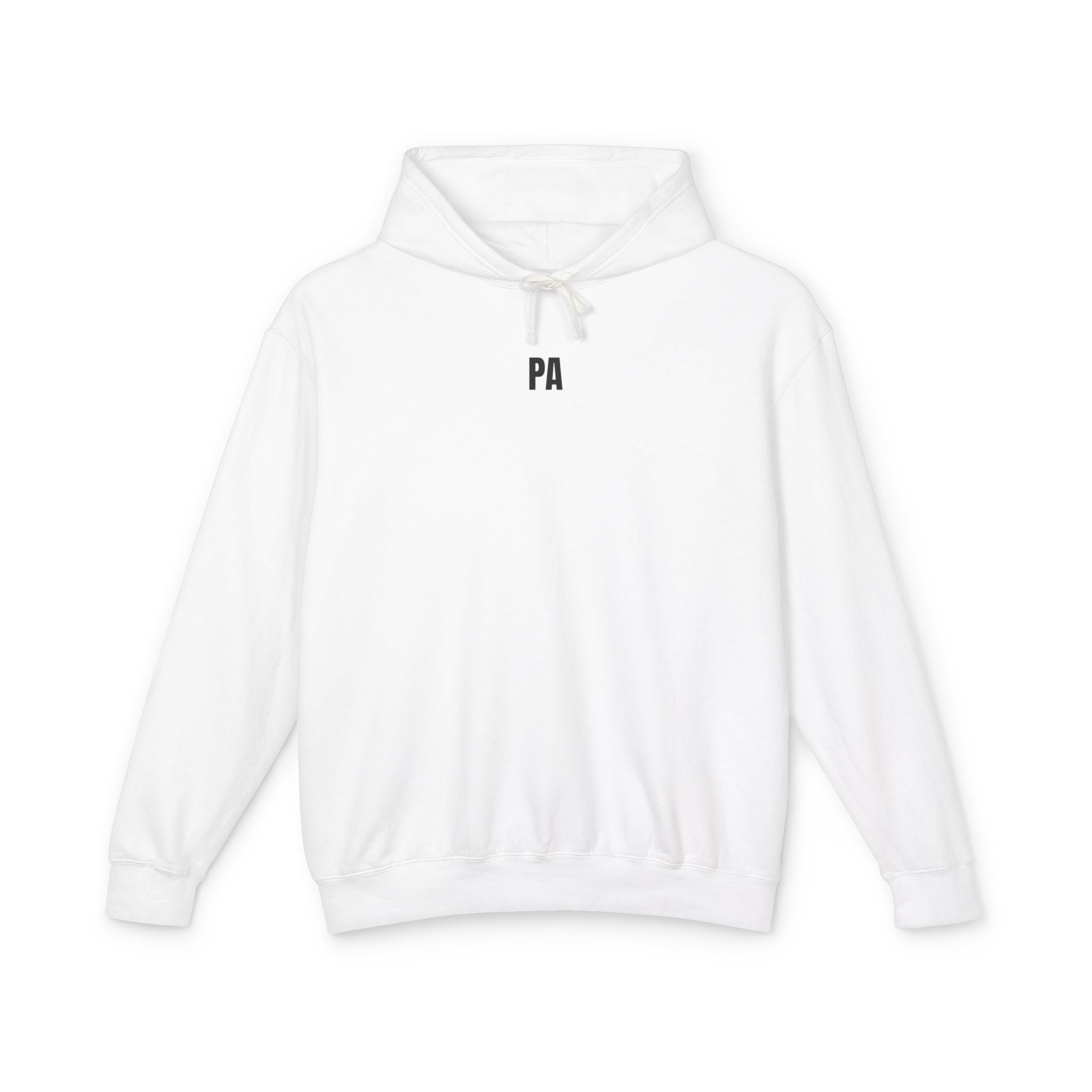Production Assistant (PA) Lightweight Hooded Sweatshirt — Minimal Crewneck Back Print