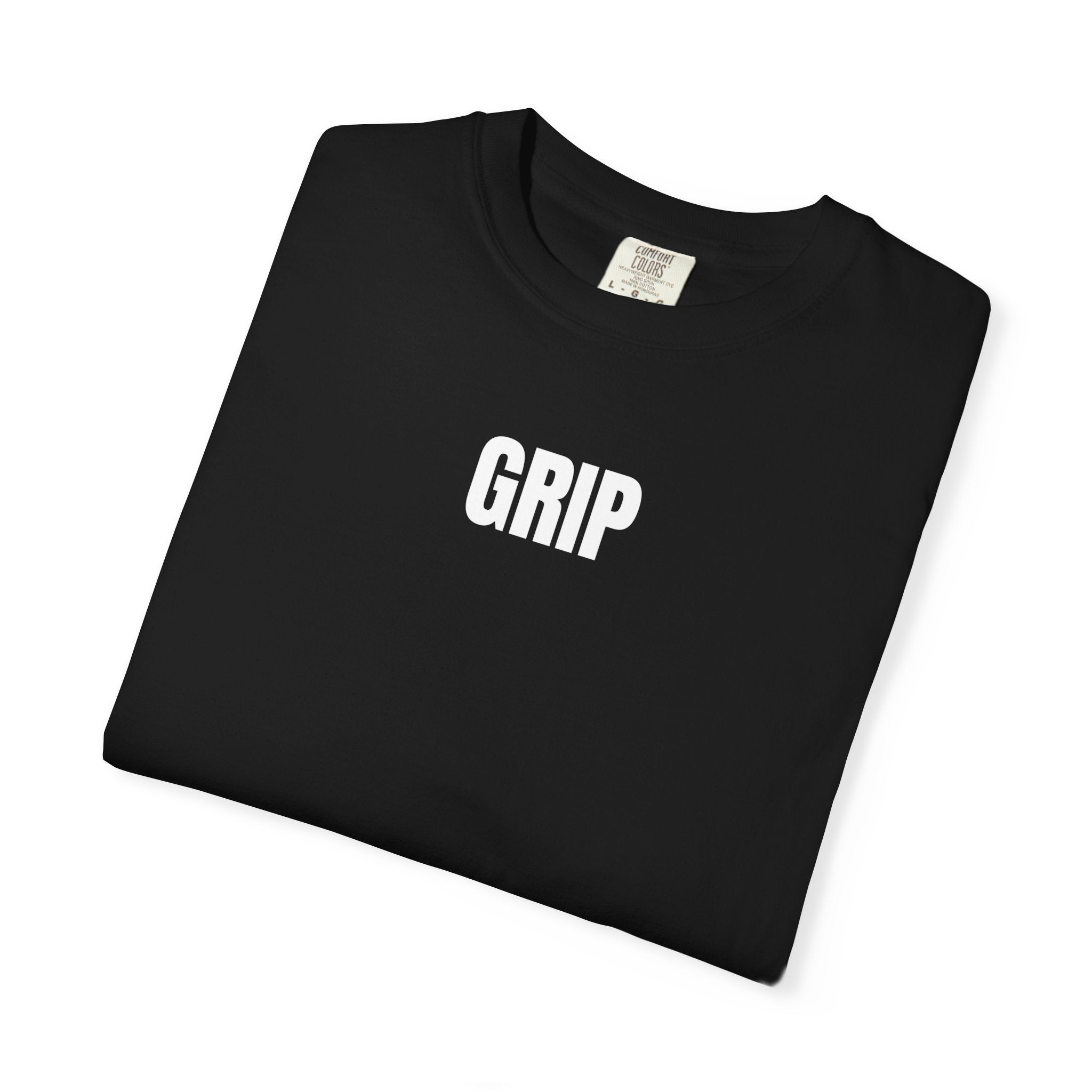 GRIP Graphic T-Shirt — Minimal Logo Tee (Front "GRIP", Small Back Text) — Casual Streetwear