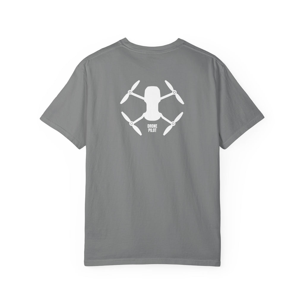 Drone Pilot T-Shirt — Graphic Drone Design Tee (Front 'DRONE PILOT', Back Drone Silhouette)