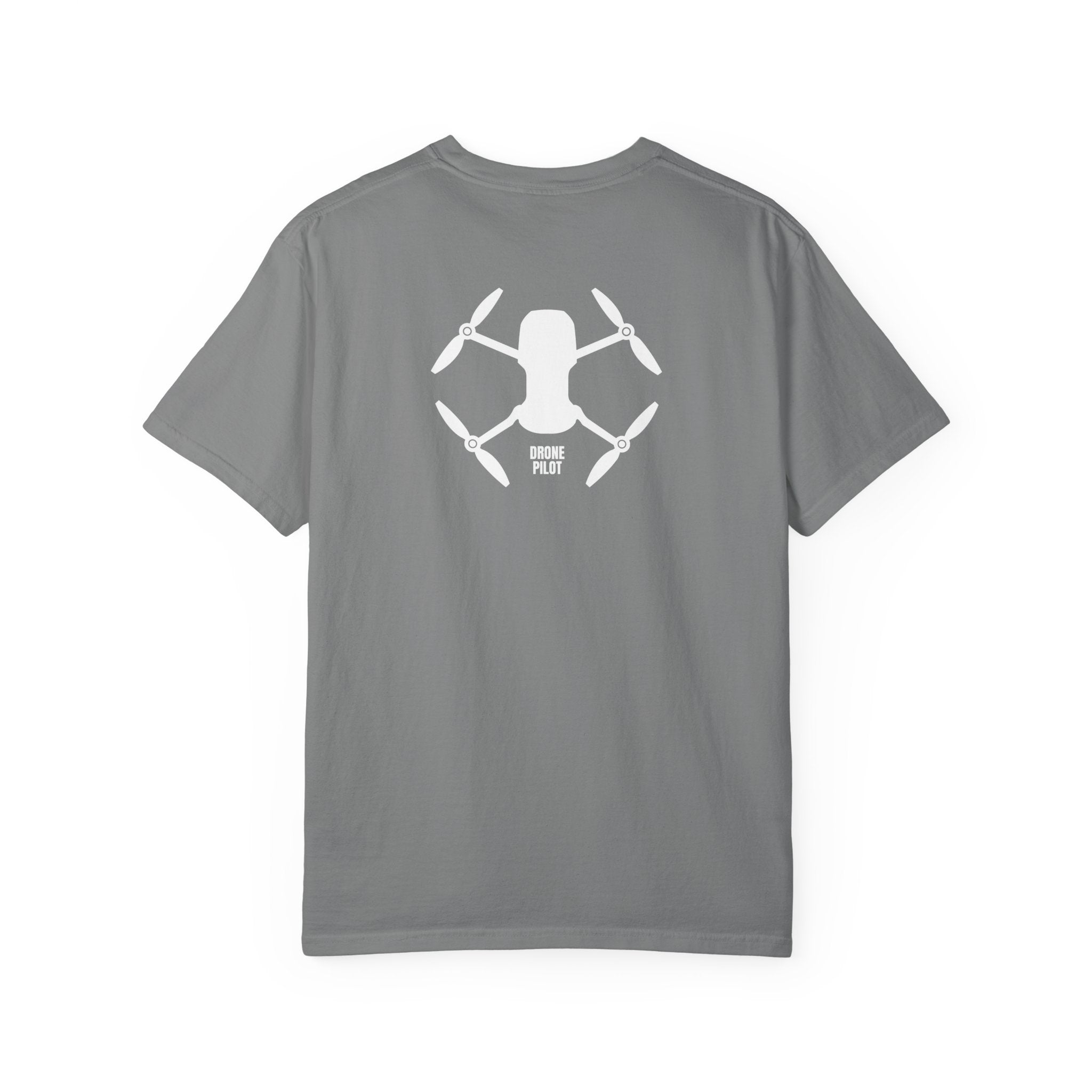 Drone Pilot T-Shirt — Graphic Drone Design Tee (Front 'DRONE PILOT', Back Drone Silhouette)