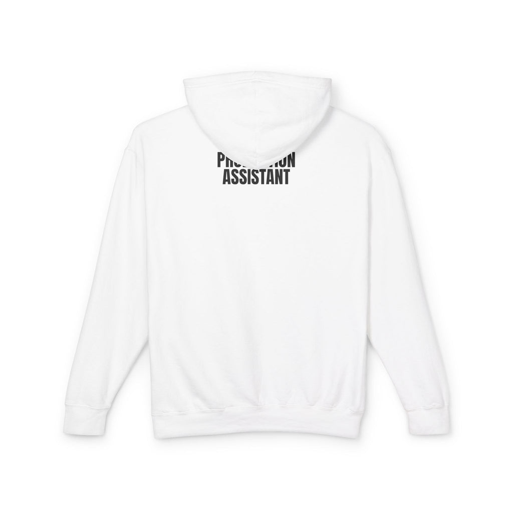 Production Assistant (PA) Lightweight Hooded Sweatshirt — Minimal Crewneck Back Print