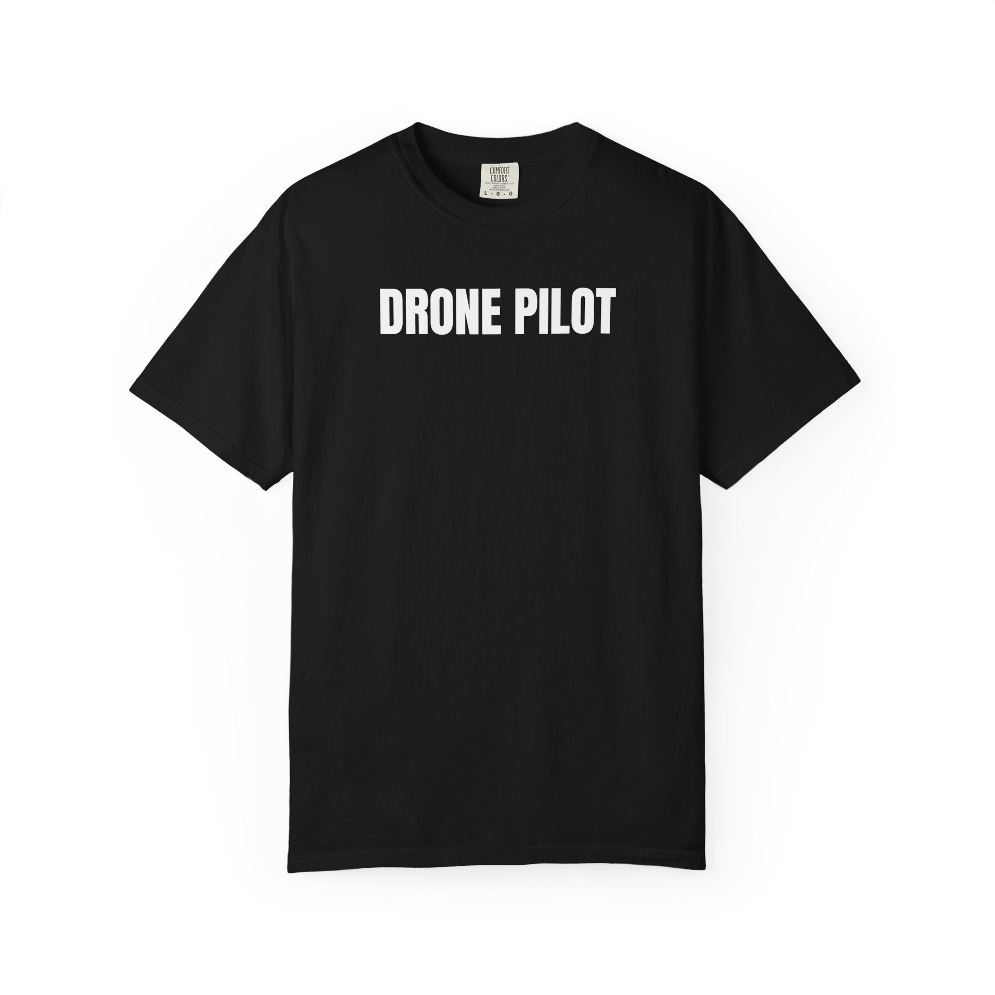 Drone Pilot T-Shirt — Graphic Drone Design Tee (Front 'DRONE PILOT', Back Drone Silhouette)