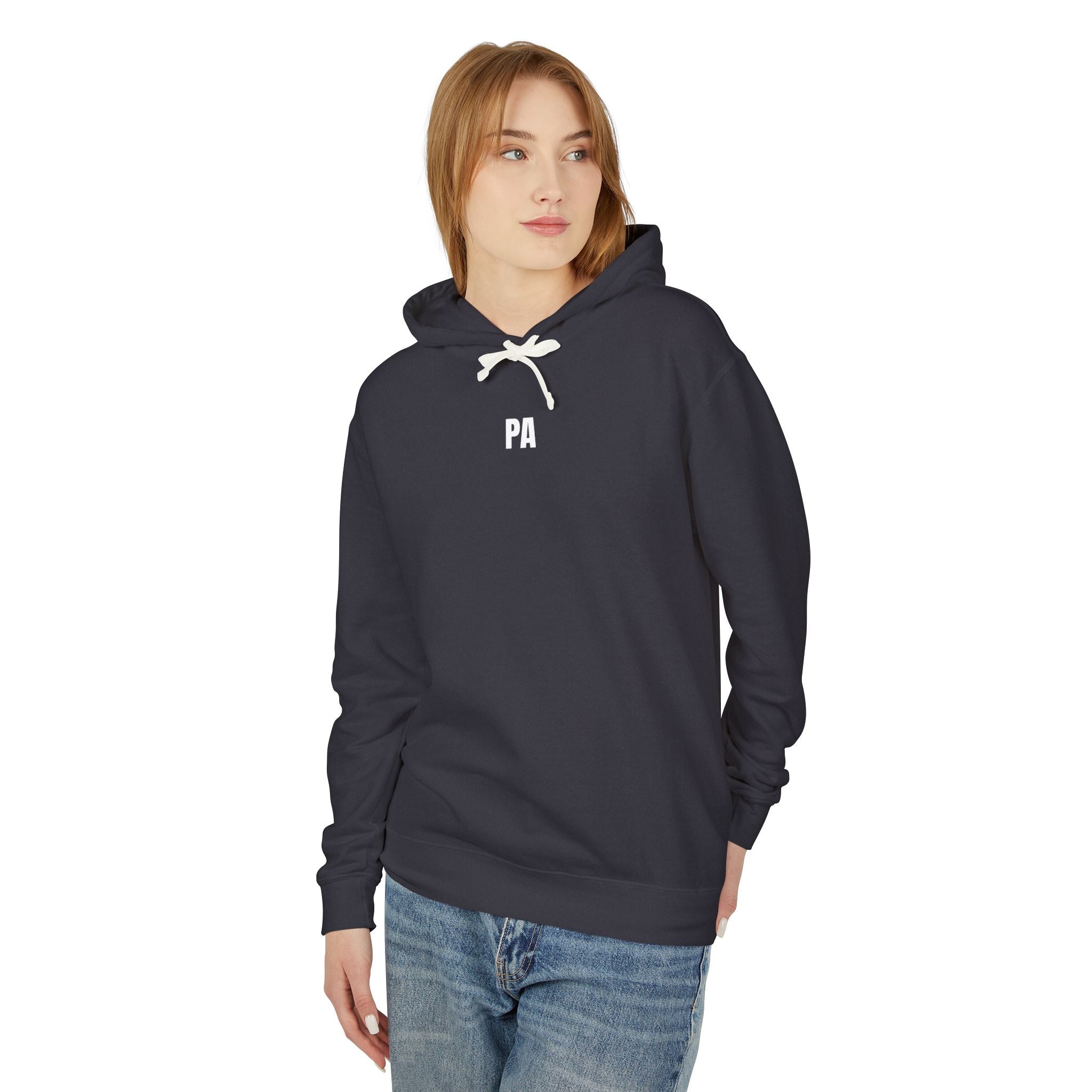 Production Assistant (PA) Lightweight Hooded Sweatshirt — Minimal Crewneck Back Print