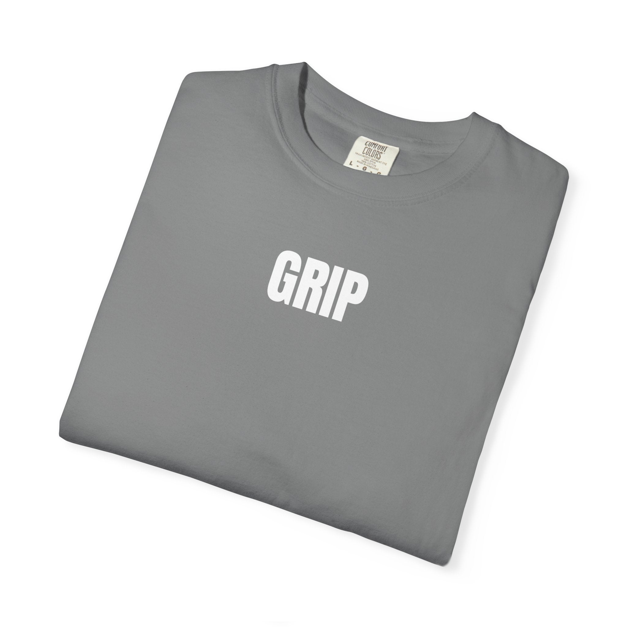 GRIP Graphic T-Shirt — Minimal Logo Tee (Front "GRIP", Small Back Text) — Casual Streetwear