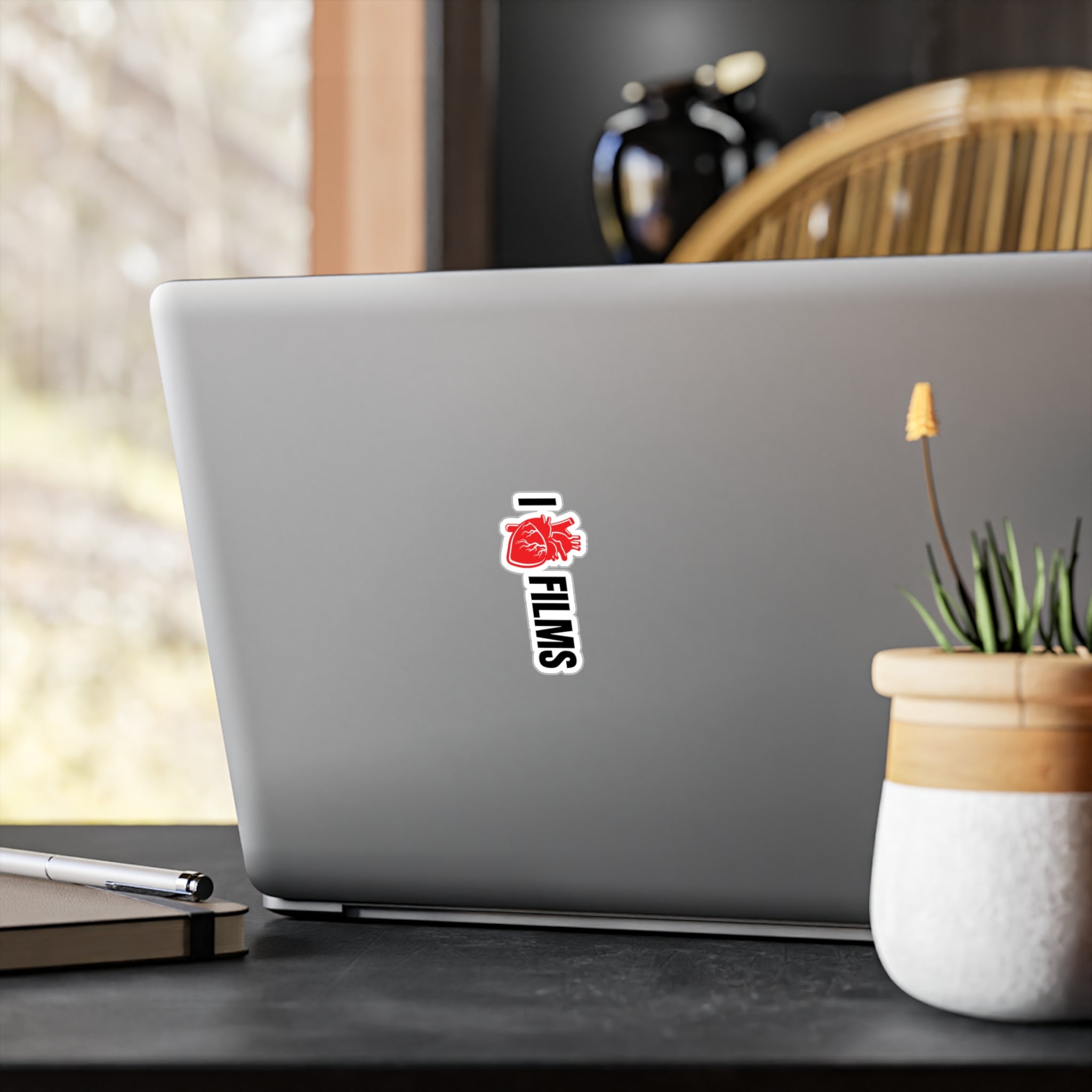 I Heart Films Vinyl Sticker — Kiss-Cut Red Anatomical Heart Decal for Laptops, Cameras & Water Bottles