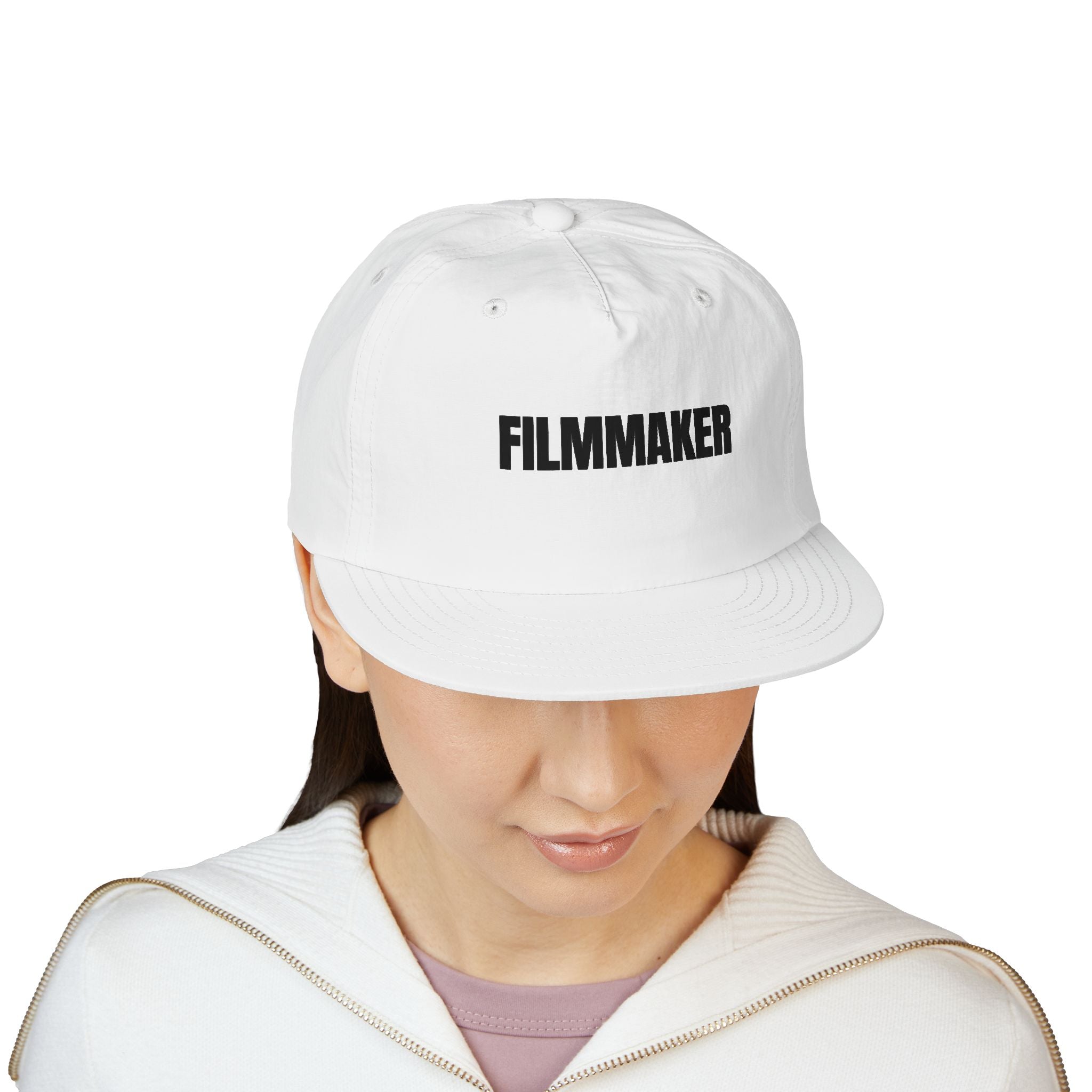 Filmmaker Surf Cap — Minimal White Snapback Hat for Film Creators