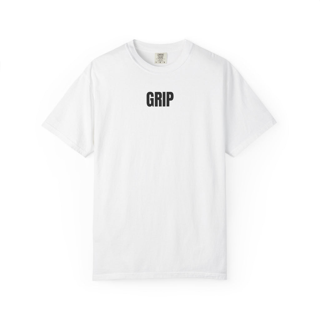 Grip Minimalist T-Shirt — Small Front Logo, Back Microbrand Text