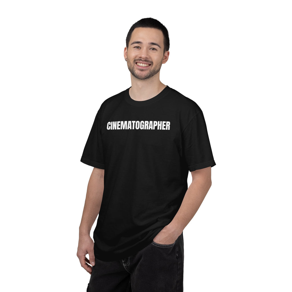 Cinematographer T-Shirt — Bold Script Crew Neck Tee for Filmmakers