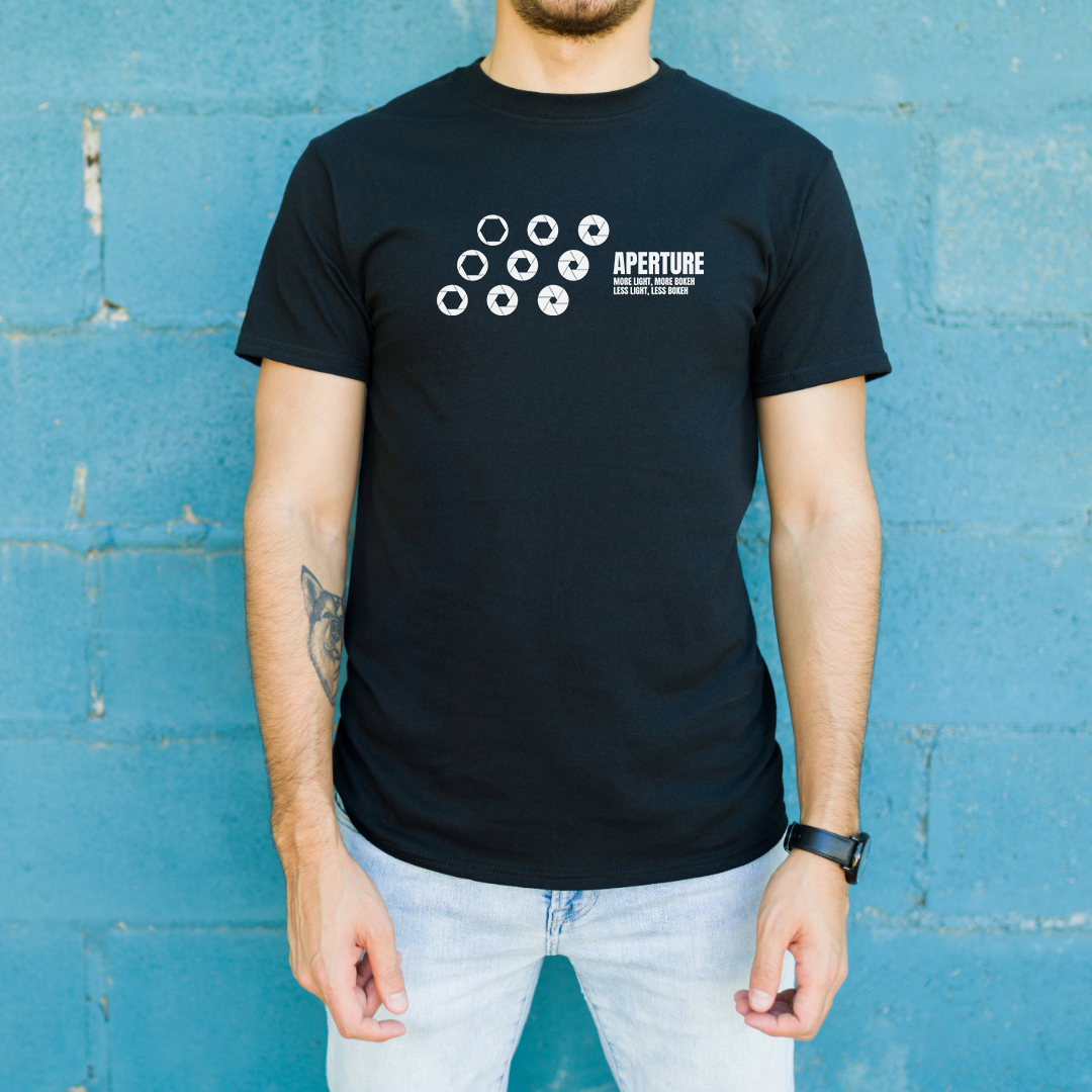 Aperture Camera Lens Graphic T‑Shirt — Vintage Photography Tee
