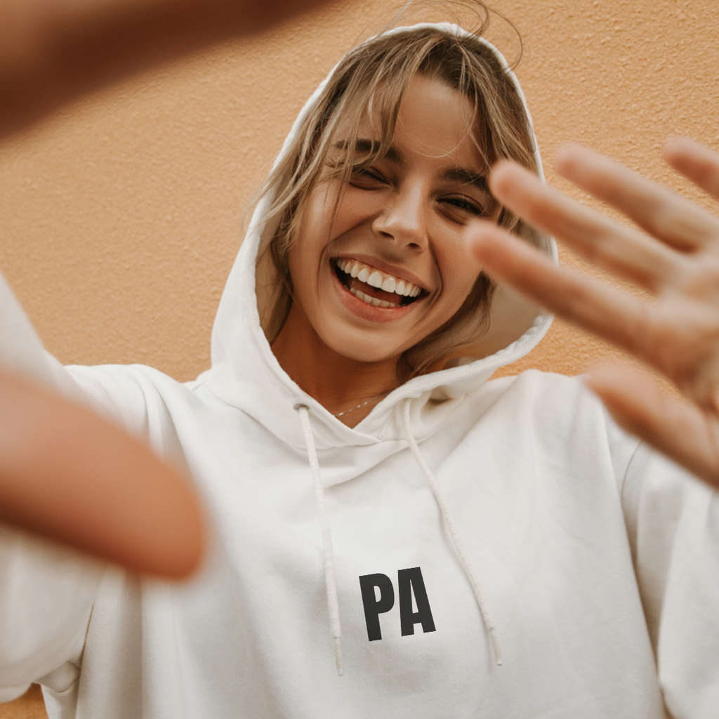Production Assistant (PA) Lightweight Hooded Sweatshirt — Minimal Crewneck Back Print