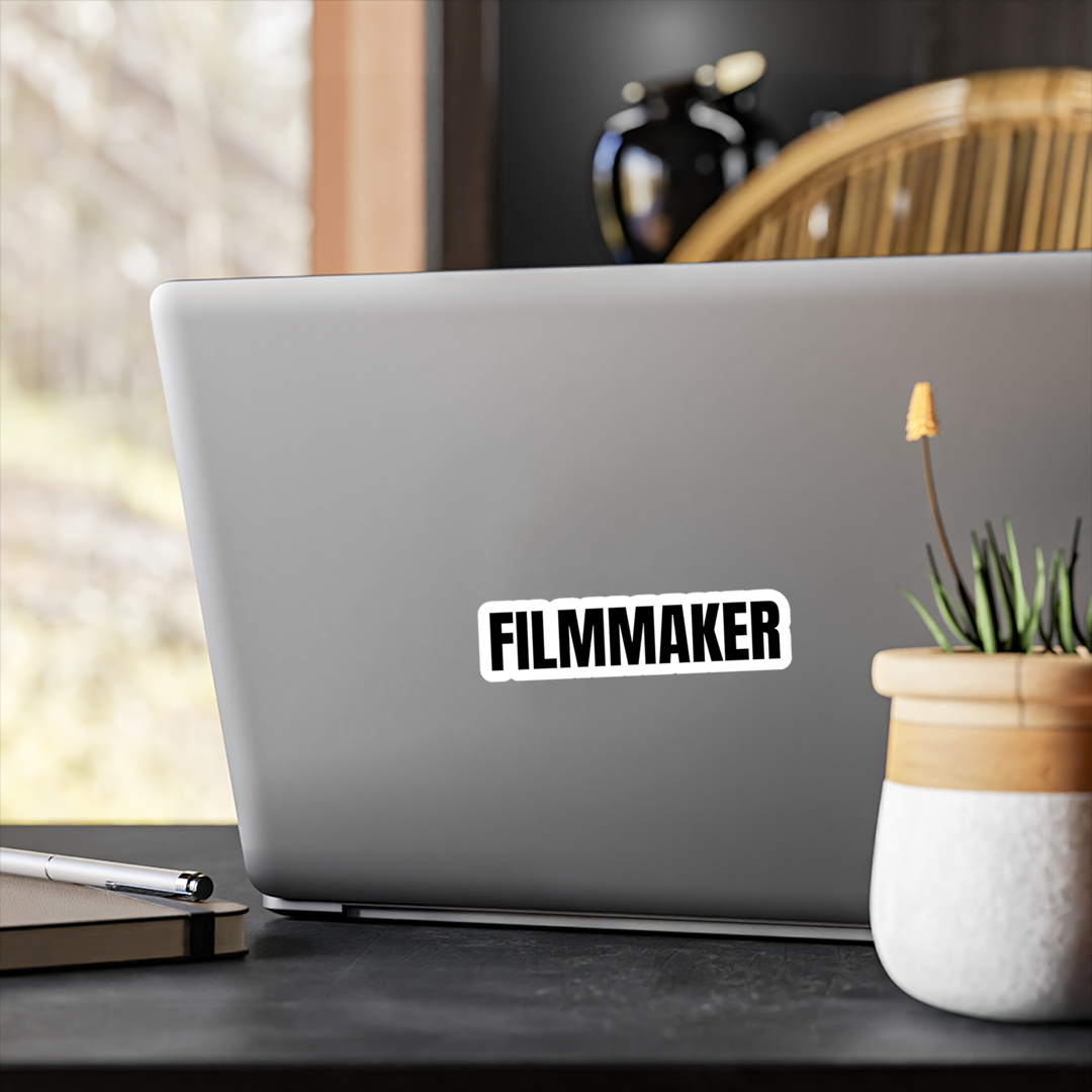 Filmmaker Kiss-Cut Vinyl Sticker — Bold Black Text Decal for Laptops, Cameras & Gear