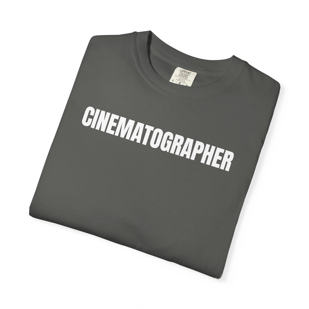 Cinematographer T-Shirt — Bold Script Crew Neck Tee for Filmmakers