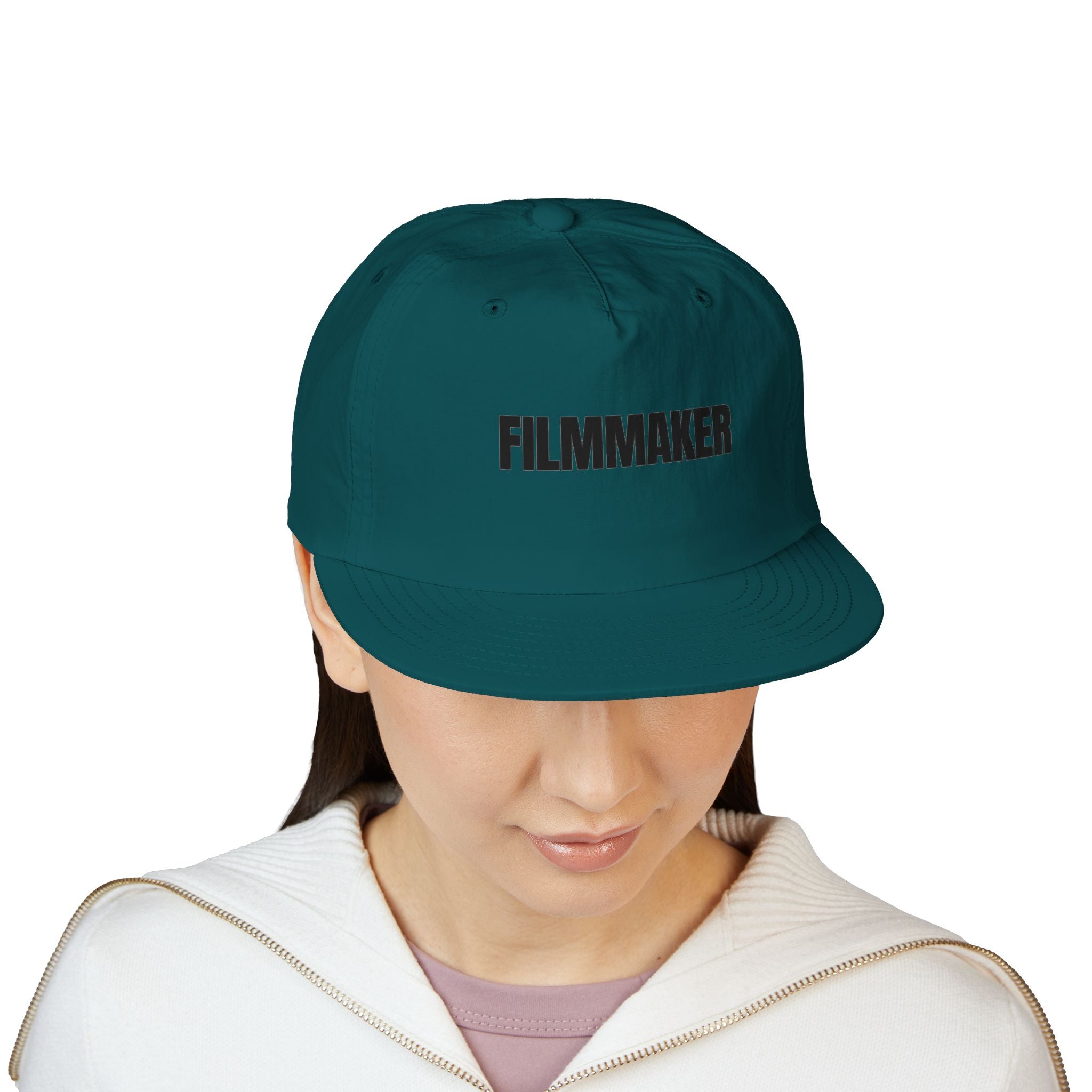 Filmmaker Surf Cap — Minimal White Snapback Hat for Film Creators