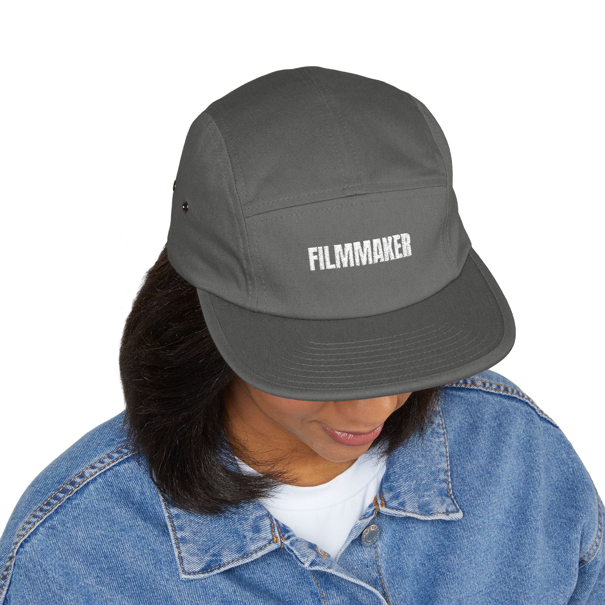 Filmmaker Embroidered 5-Panel Cap — Minimalist Crew Hat for Directors & Creators