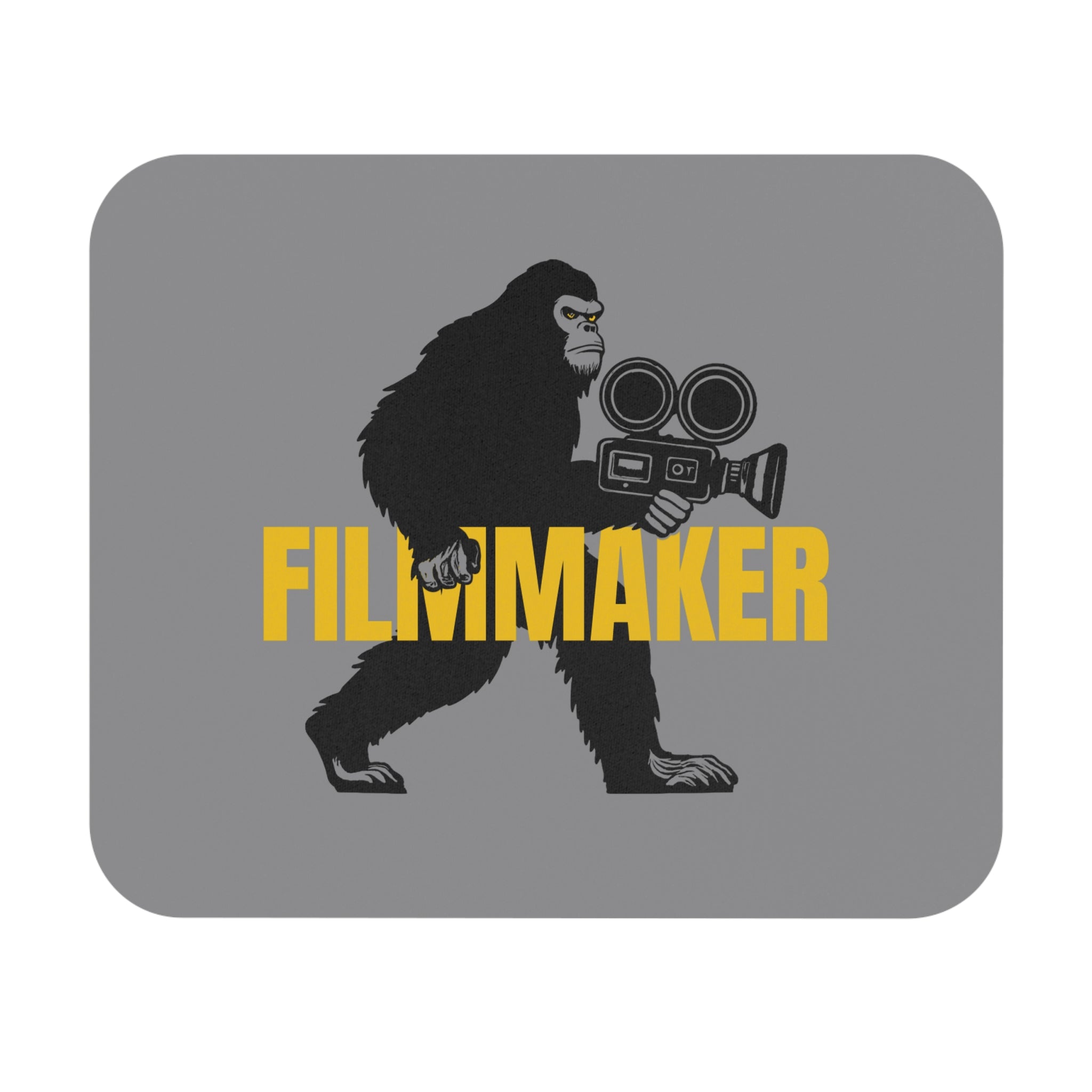 Filmmaker Sasquatch Mouse Pad — Retro Camera Director Desk Mat