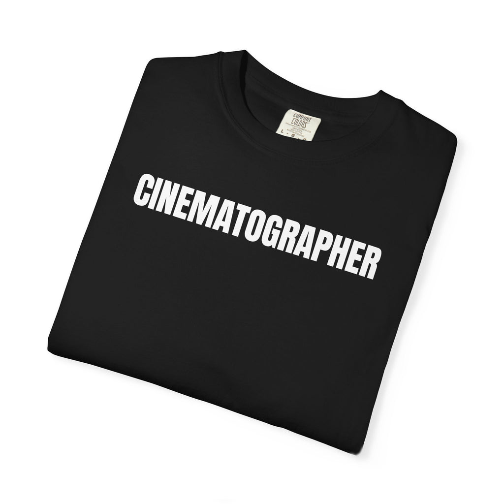 Cinematographer T-Shirt — Bold Script Crew Neck Tee for Filmmakers