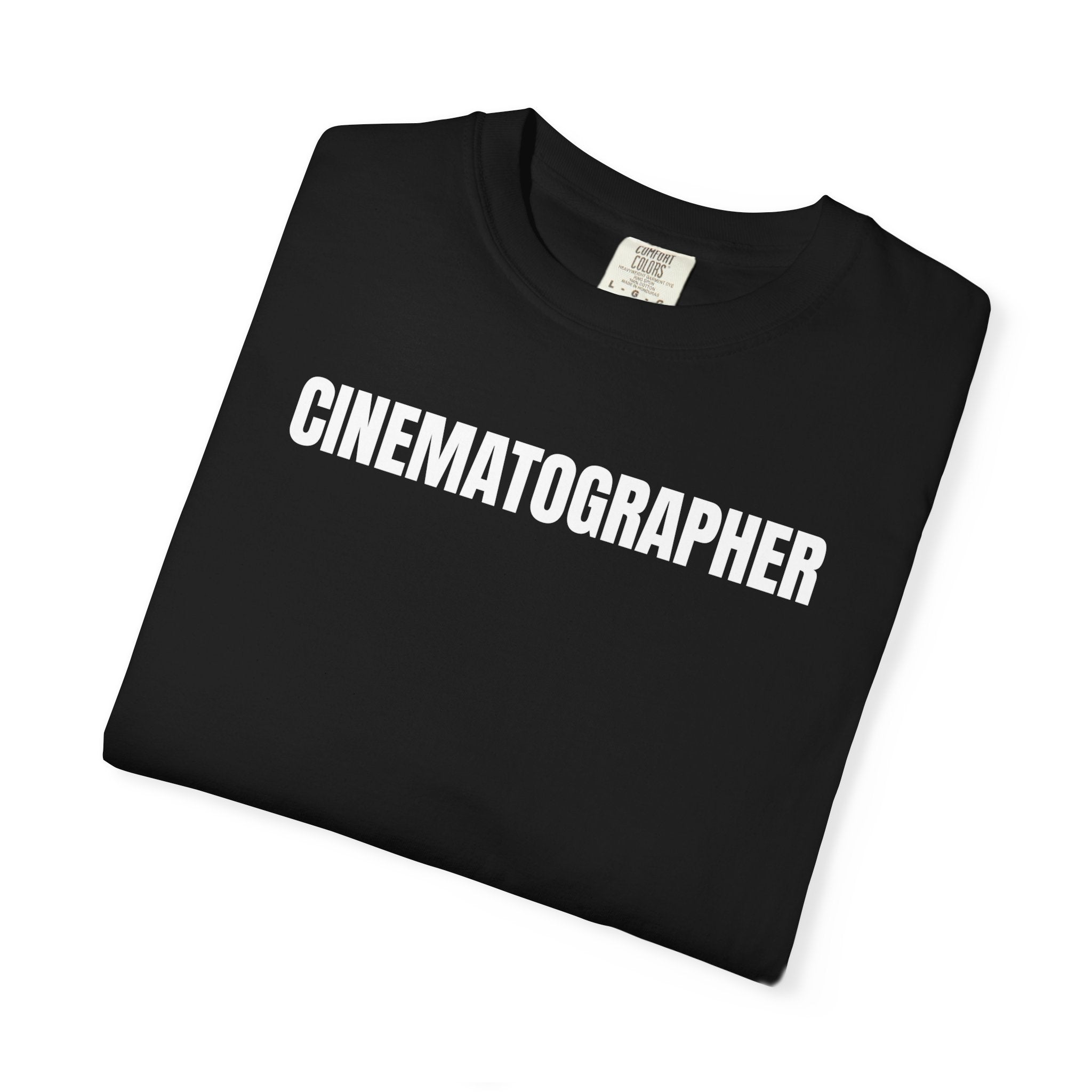 Cinematographer T-Shirt — Bold Script Crew Neck Tee for Filmmakers