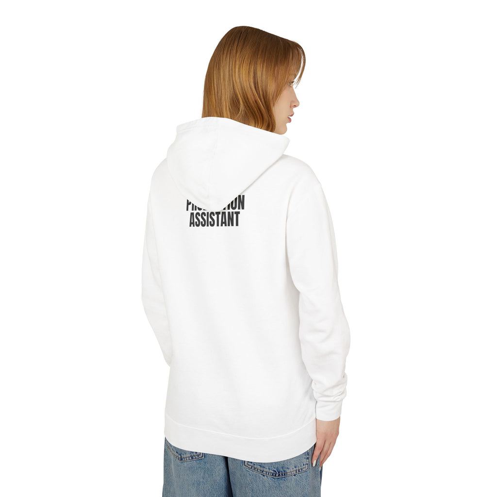 Production Assistant (PA) Lightweight Hooded Sweatshirt — Minimal Crewneck Back Print