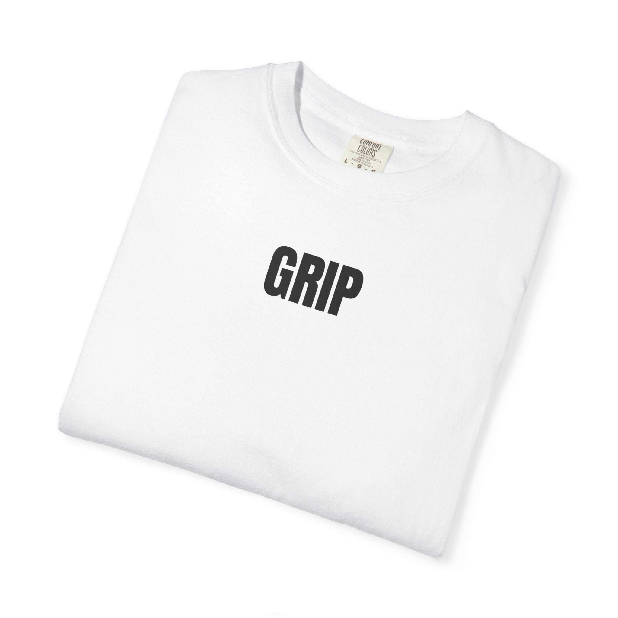 Grip Minimalist T-Shirt — Small Front Logo, Back Microbrand Text